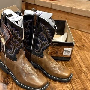 Old West Kids Brown and Black Boots